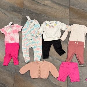 Baby Girl 3 M Clothing BUNDLE-  with Pink and Floral Designs